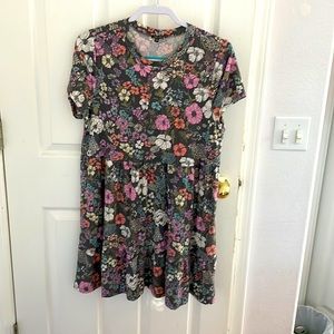 Flowered mini dress, short sleeved, summer dress
